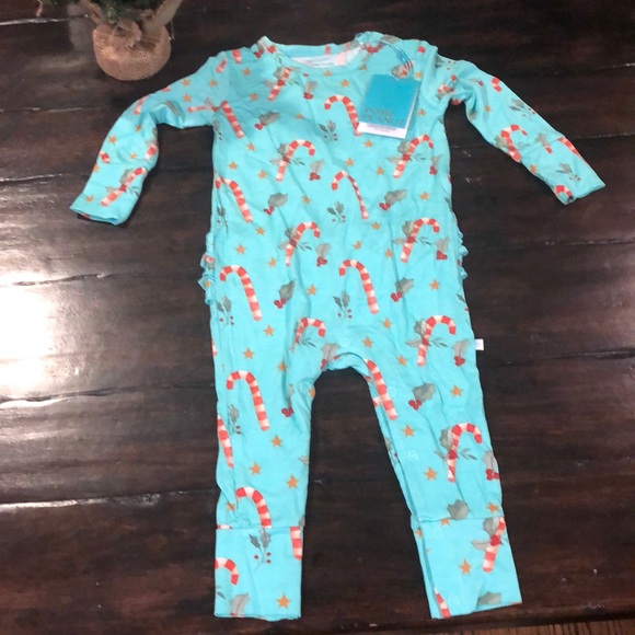 Posh Peanut Other - Posh Peanut Peppermint Long Sleeve Ruffled Romper